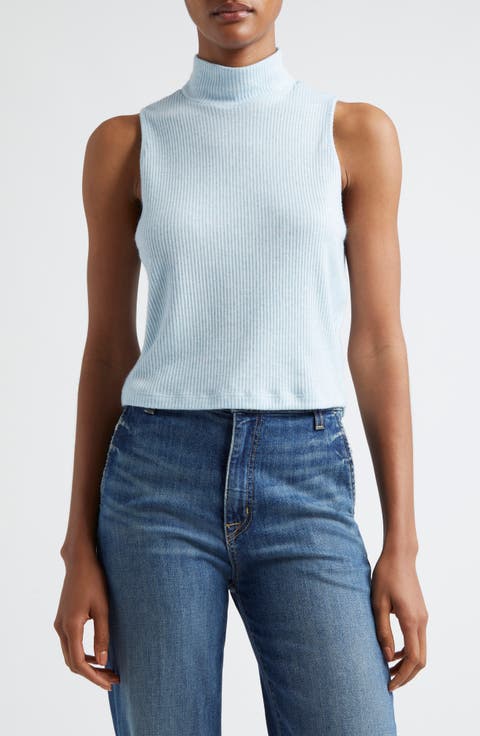 Jasmin Rib Sleeveless Mock Neck Top
