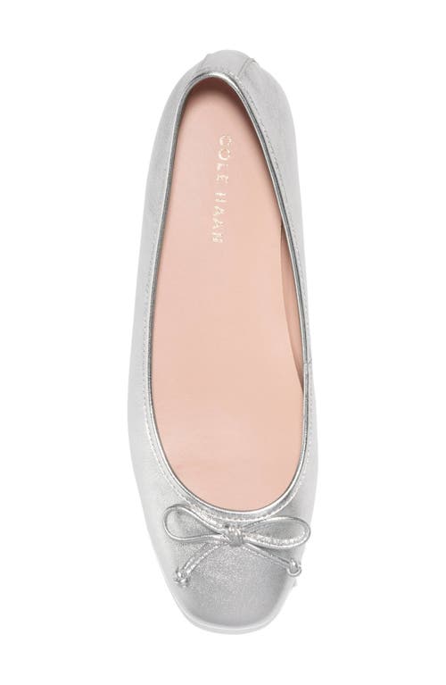 Cole Haan Yara Ballet Flat In Silver Leather