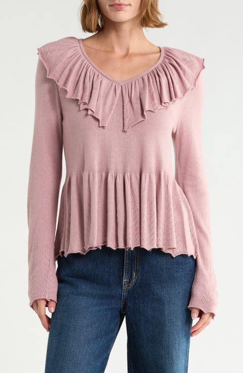 Long Sleeve Ruffle Sweater