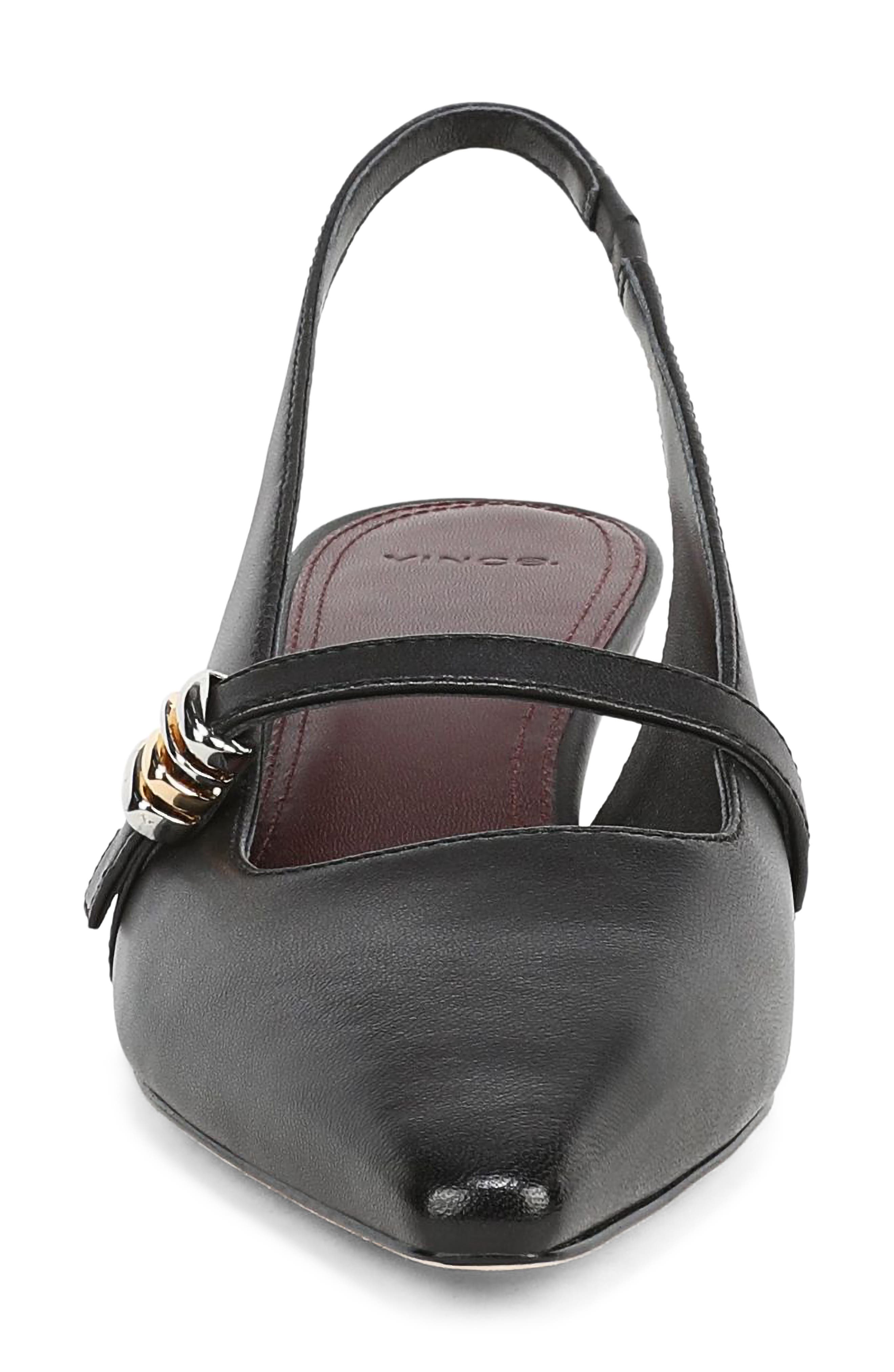 Sonya Kitten Heel Pointed Toe Slingback Sandal, Alternate, color, BLACK LEATHER