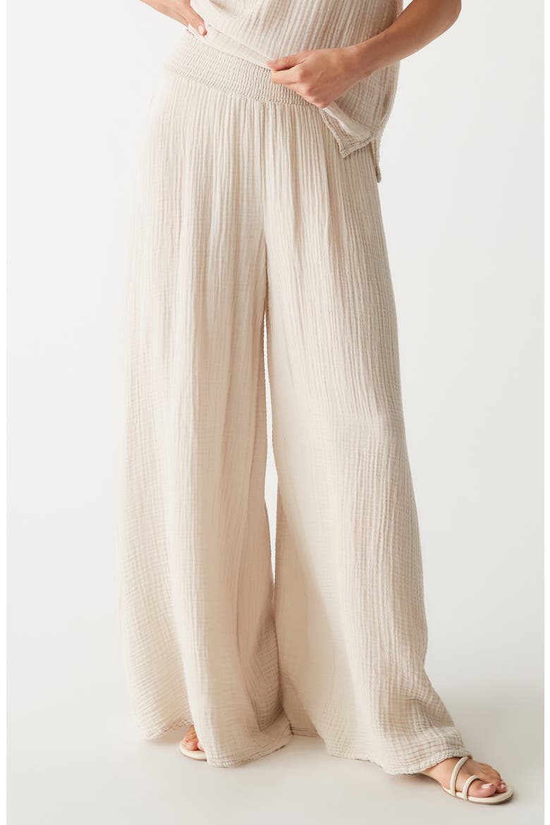 Simba Smocked Waist Wide Leg Pants, Main, color, CEMENT