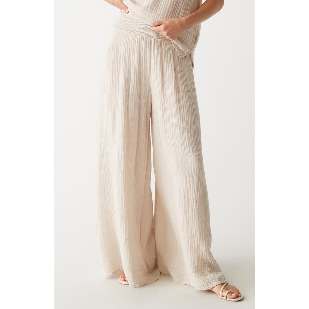 Michael Stars Simba Smocked Waist Wide Leg Pants In Cement
