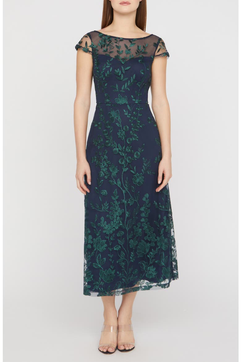 meredith floral embroidery a-line dress Js Collections Meredith Floral-Embroidered A-Line Dress - Navy / Sky