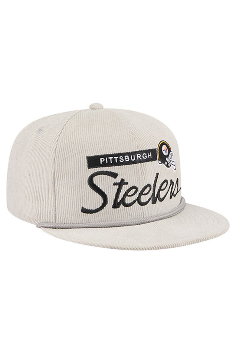 Men's New Era Gray Pittsburgh Steelers Cord Rope Corduroy 9FIFTY Snapback Hat, Alternate, color, Gray