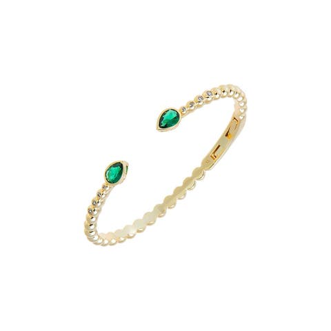 Colored CZ Double Teardrop Open Claw Bangle Bracelet