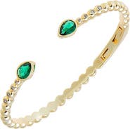 BY ADINA EDEN Colored CZ Double Teardrop Open Claw Bangle Bracelet
