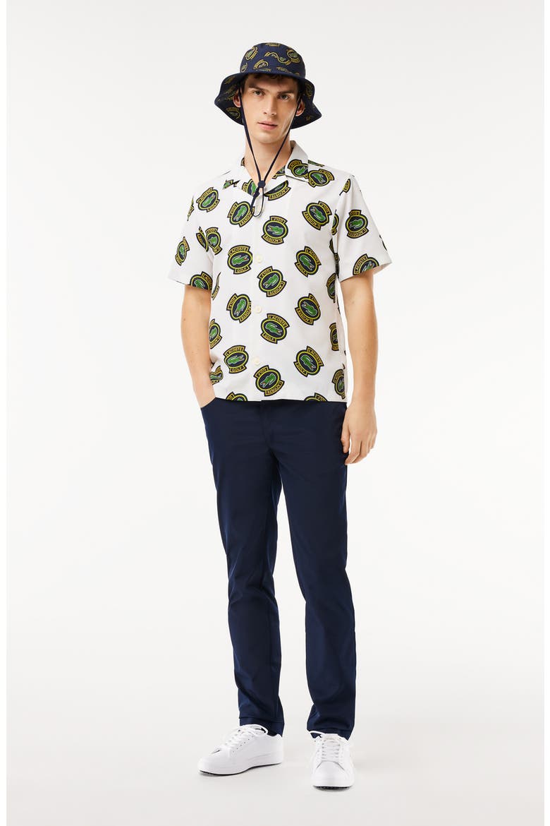 Regular Fit Performance Golf Short Sleeve Button-Up Shirt, Alternate, color, IQH FARINE/ANANAS-NOIR