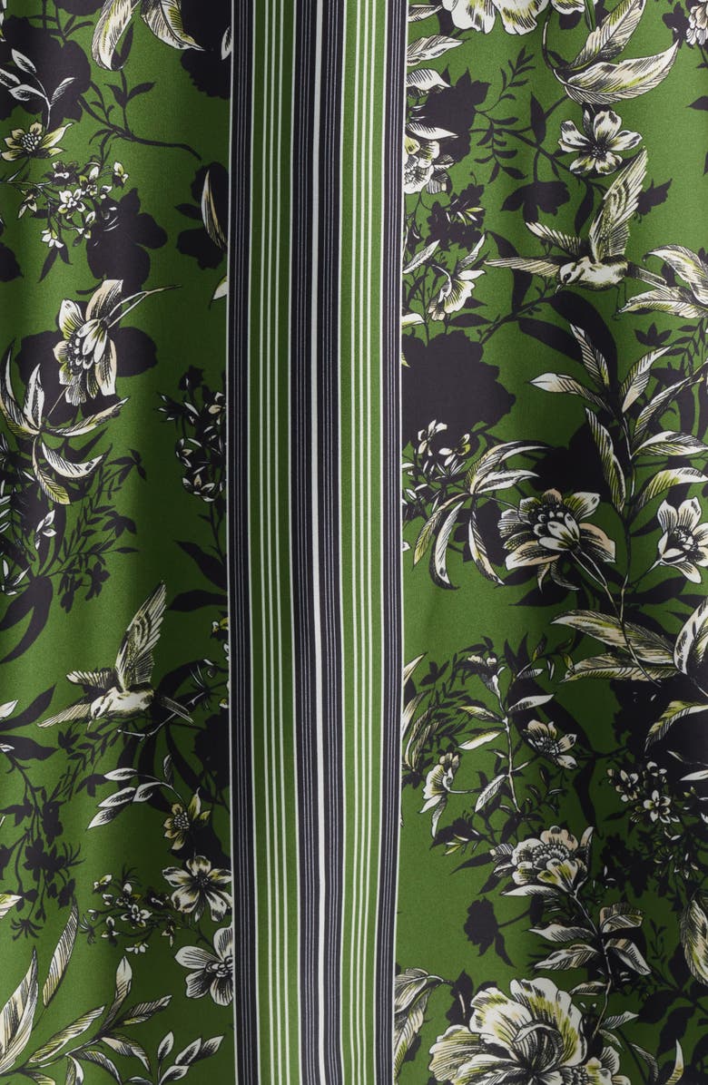 Eliza J Floral Satin Halter Neck Midi Dress, Alternate, color, Olive