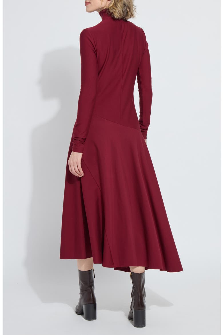 Yaritza Asymmetric Long Sleeve Maxi Dress, Alternate, color, RED NIGHT