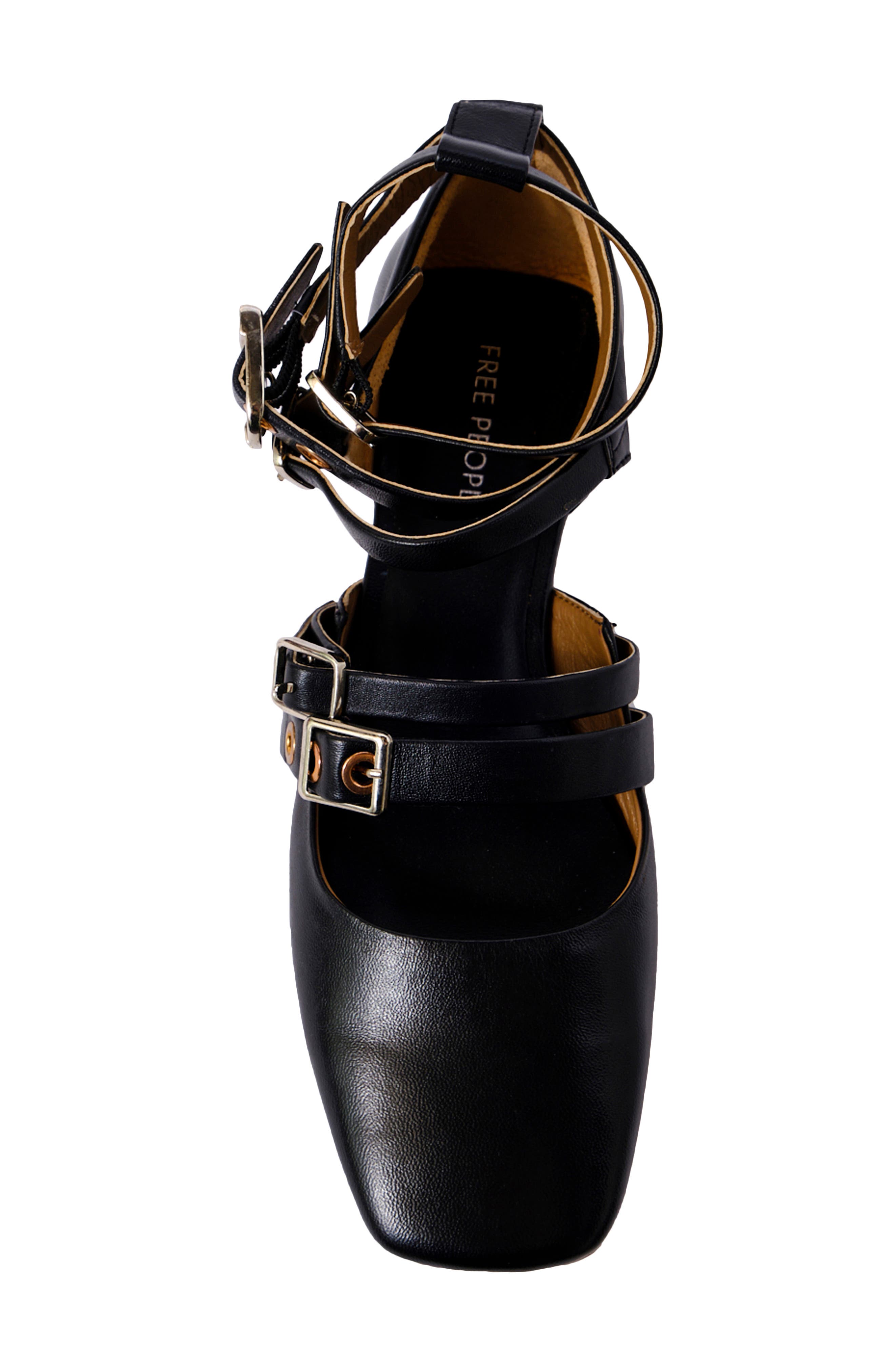 Free People Hart Ankle Strap Flat, Alternate, color, Black