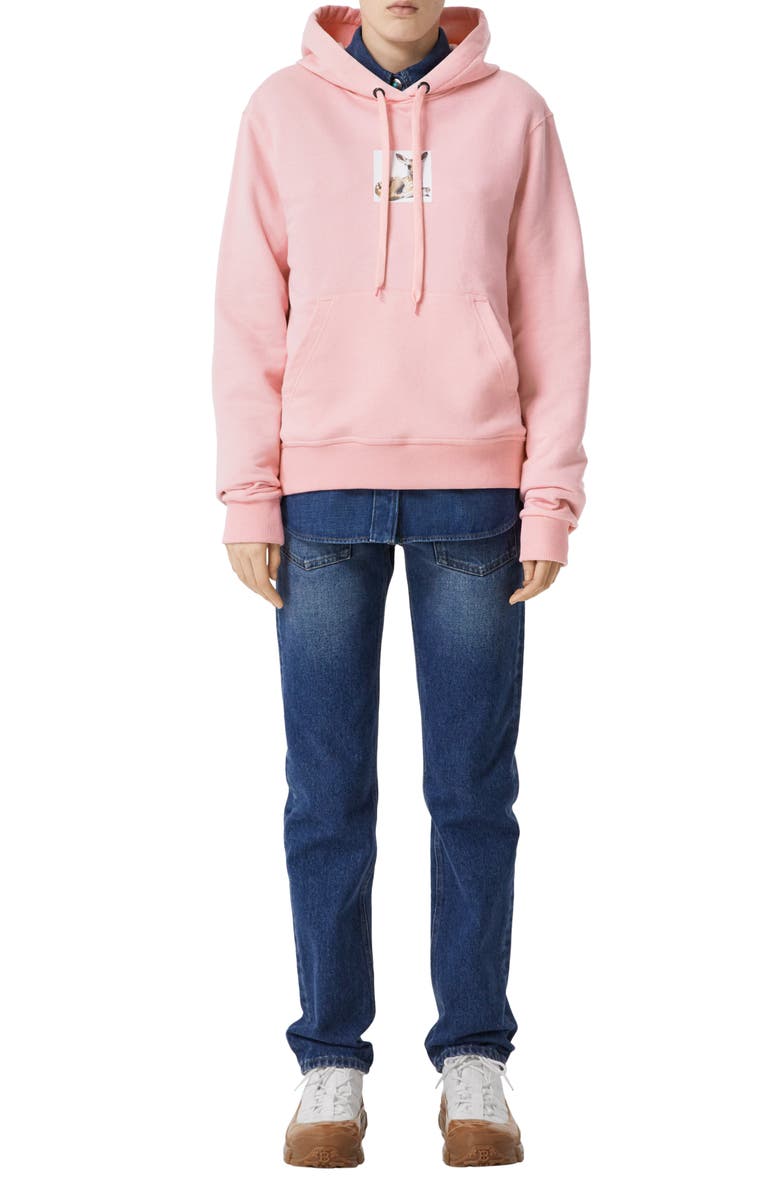 Burberry Deer Print Oversize Cotton Hoodie, Alternate, color,
