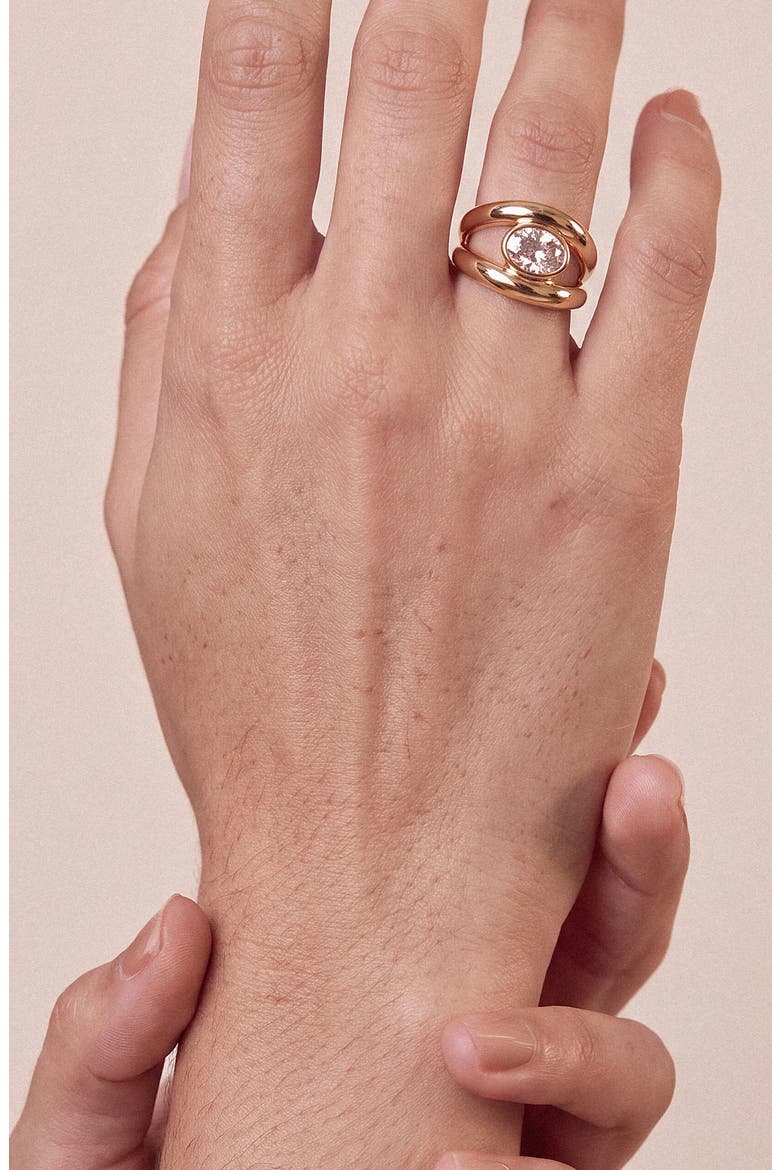 Smooth Dome Crystal Ring, Alternate, color, GOLD
