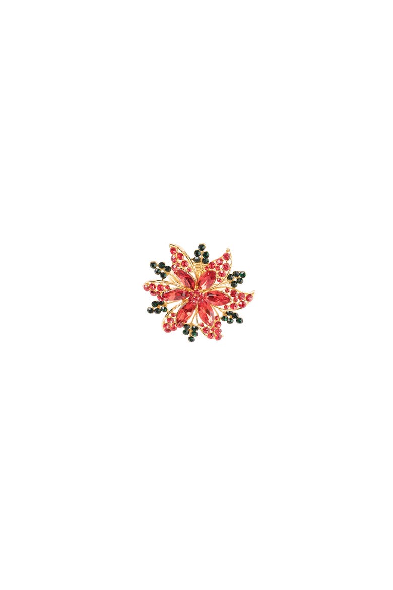 Poinsettia Standard Christmas Set of 4 Metal Cloth Napkin Rings, Alternate, color, Red