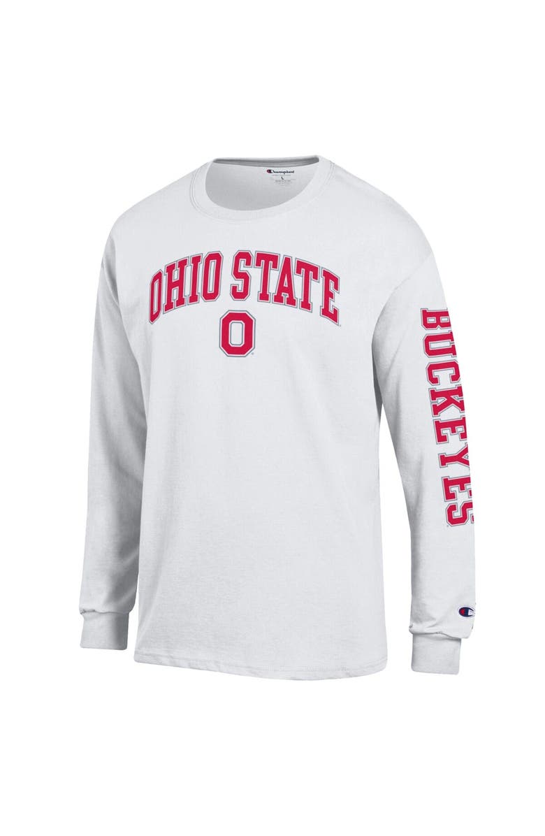 Champion Men's Champion  White Ohio State Buckeyes Arch Over Logo 2-Hit Long Sleeve T-Shirt, Alternate, color, White
