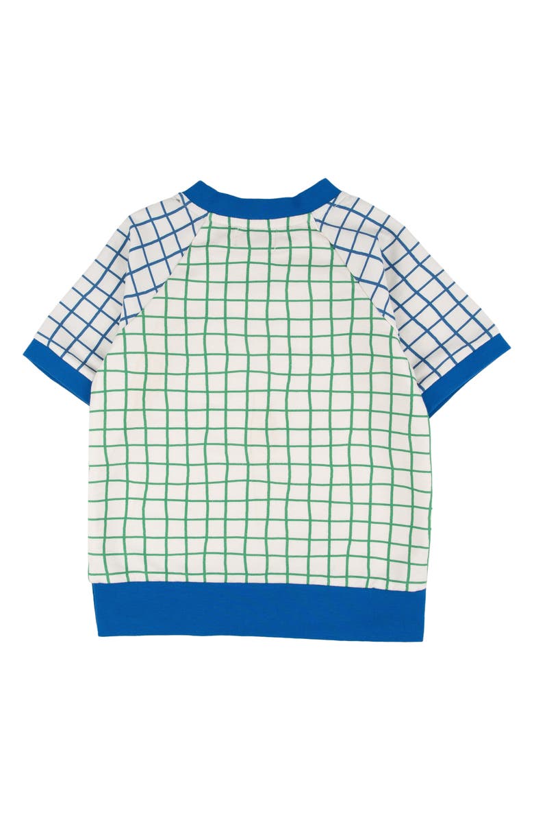 Miki Miette Iggy Grid Print Short Sleeve Sweatshirt, Alternate, color,