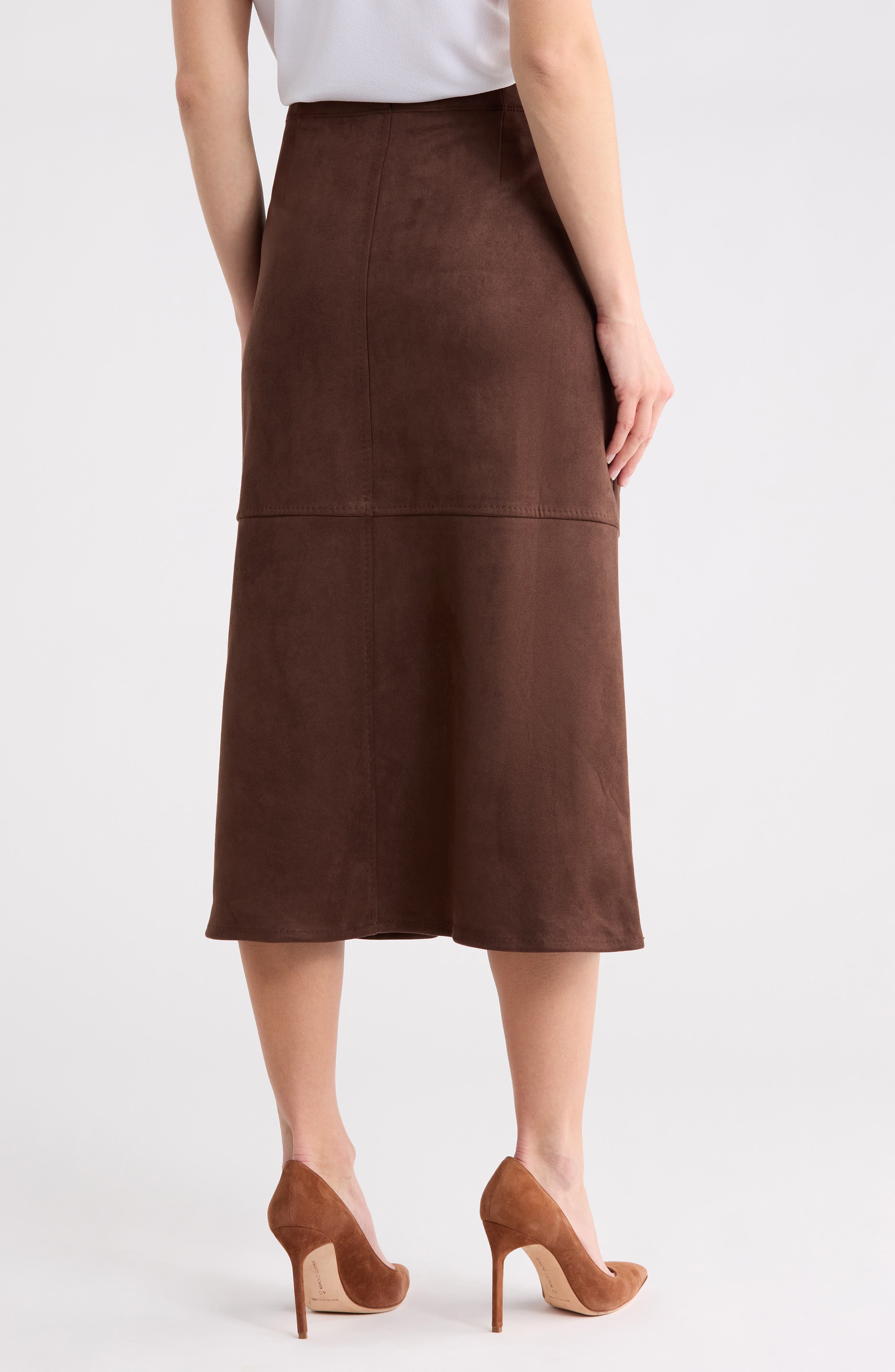 Faux Suede A-Line Midi Skirt - image 4