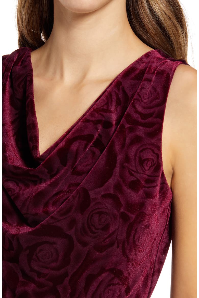 Donna Ricco Cowl Neck Sleeveless A-Line Dress, Alternate, color, WINE