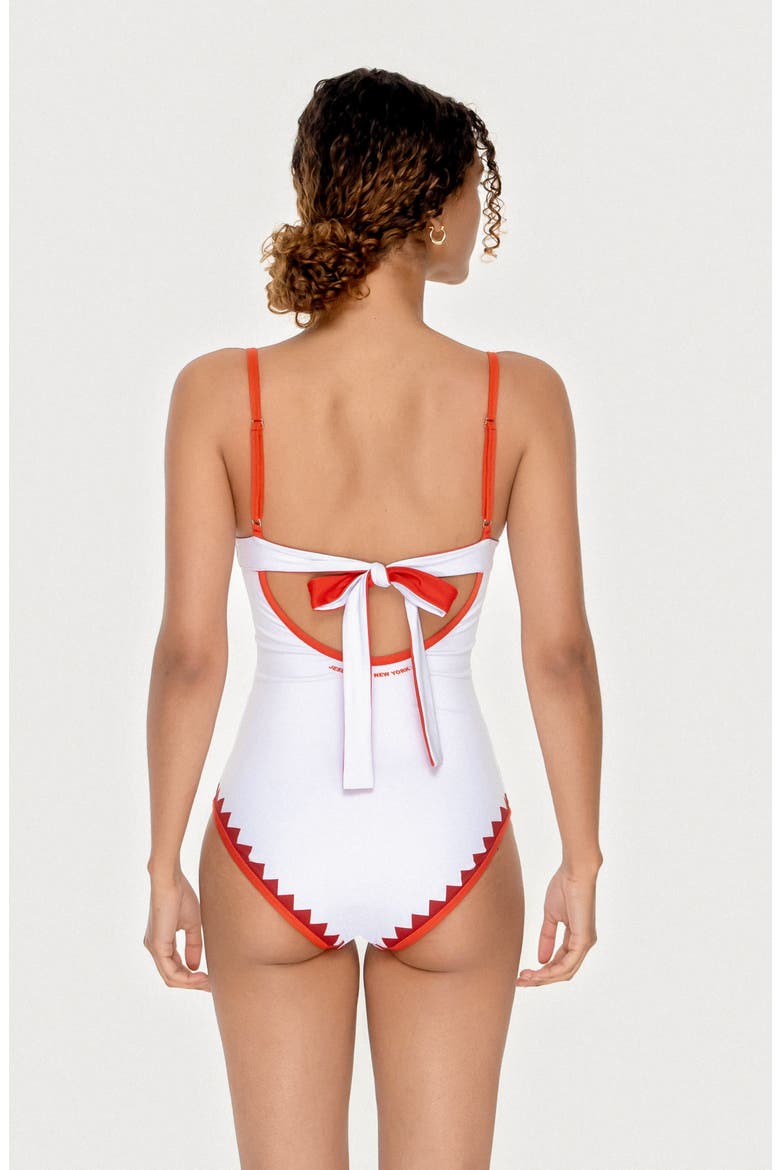 Red Coral Reversible V-Neck One-Piece Swimsuit, Alternate, color, Red