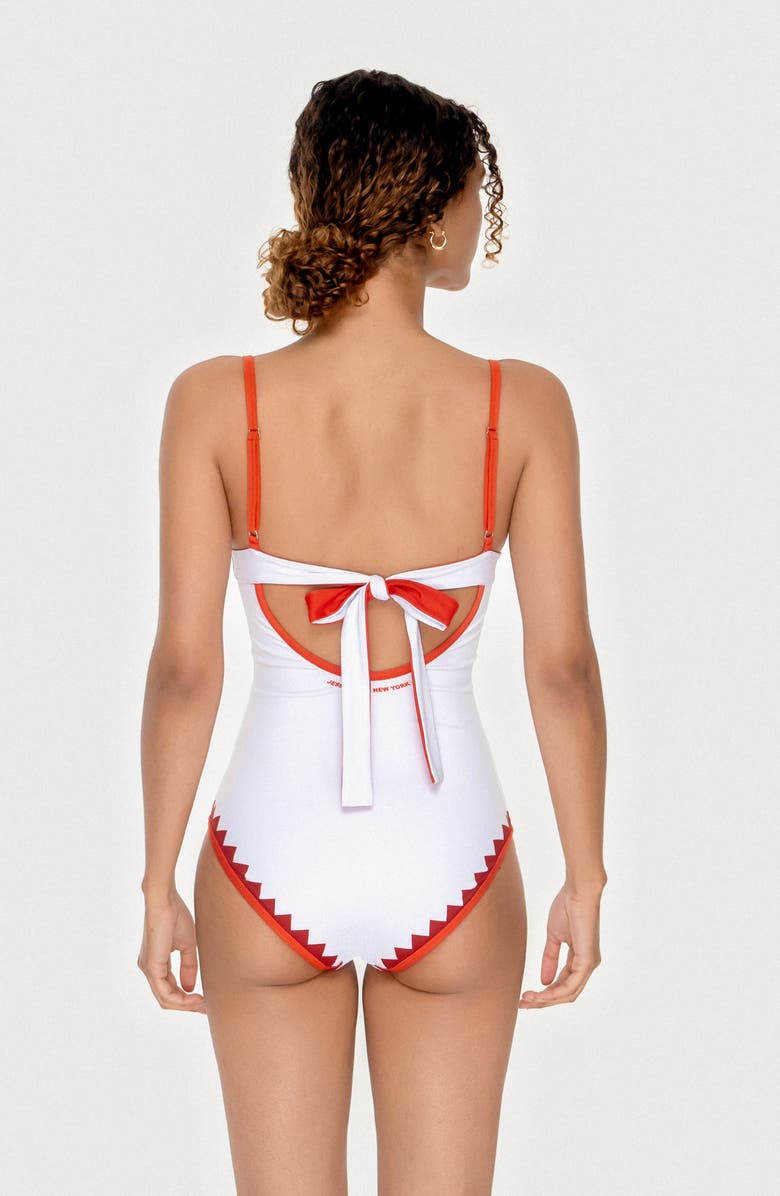 Jessie Zhao New York Red Coral Reversible V-Neck One-Piece Swimsuit, Alternate, color, Red