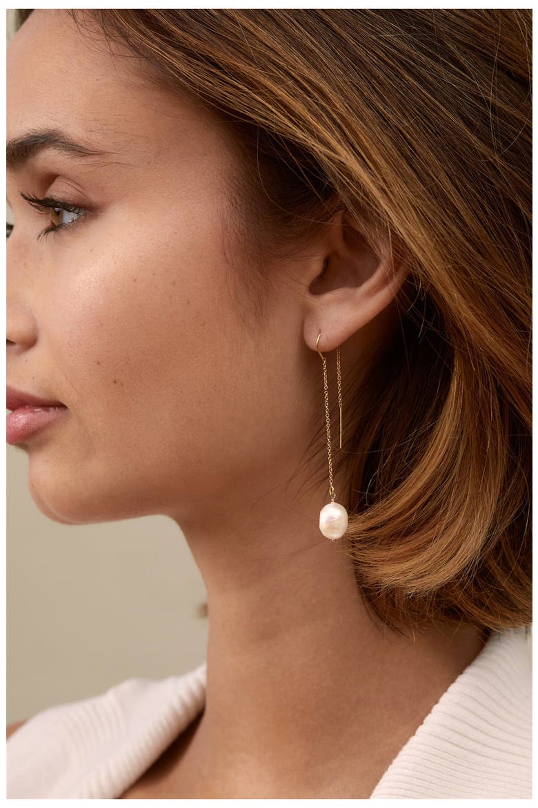 Sabina Keshi Pearl Threader Earrings, Alternate, color, GOLD