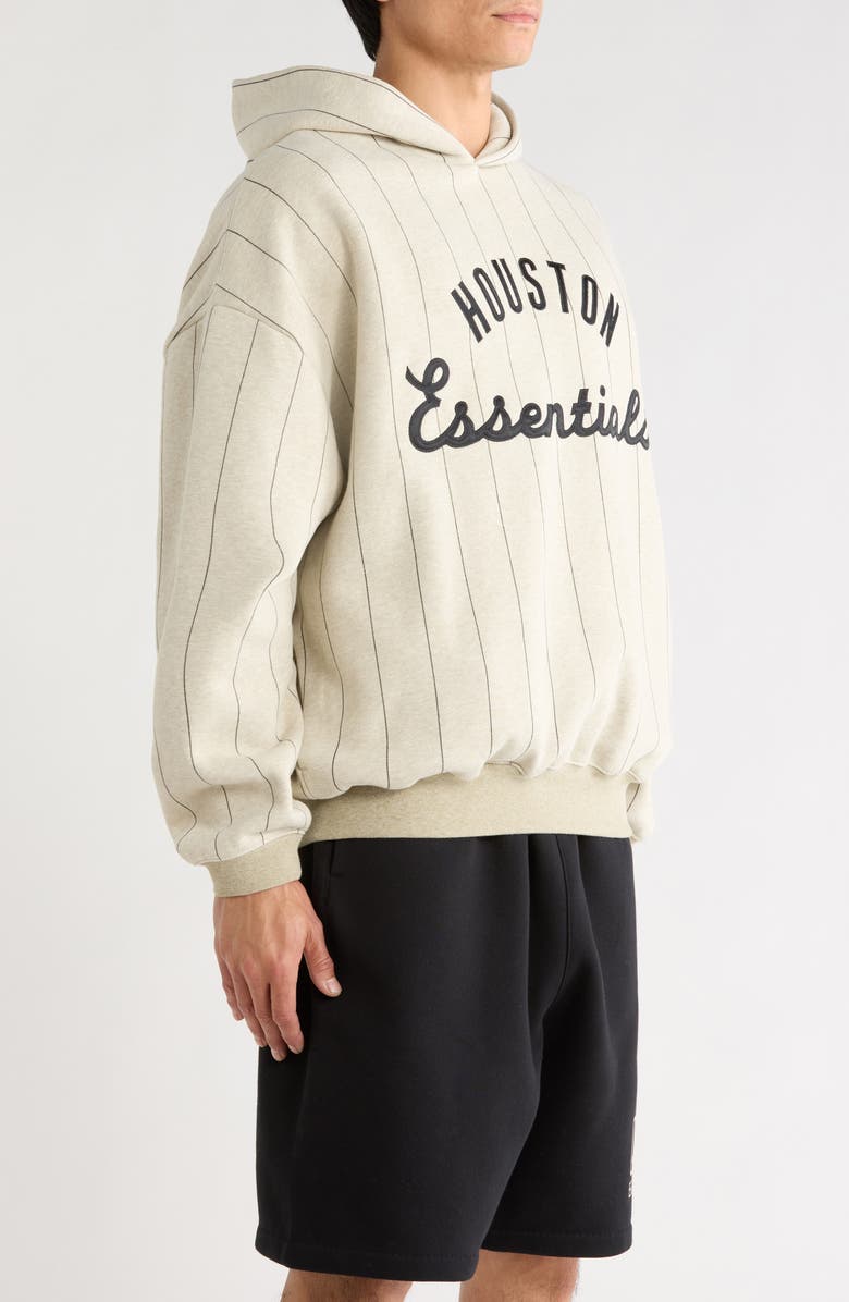 Fear of God Essentials x MLB Astros Sport Cotton Blend Graphic Hoodie, Alternate, color, Heather Stone/ Black Stripes