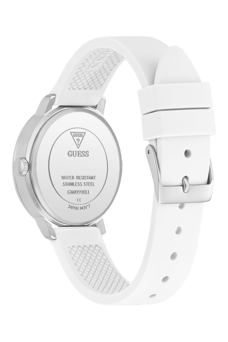 Devotion Silicone Strap Watch, 36mm, Alternate, color, SILVER/ WHITE