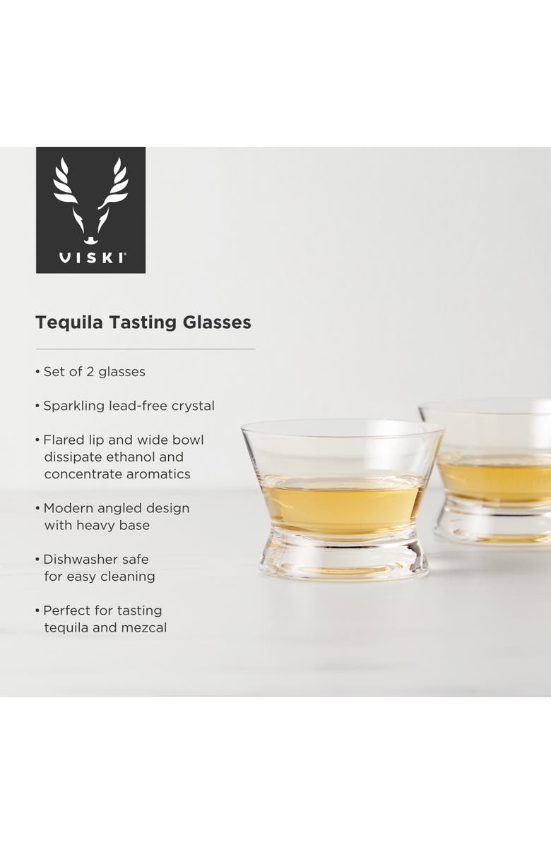 Viski Raye Crystal Tequila Tasting Glasses Set of 2, Alternate, color, Clear