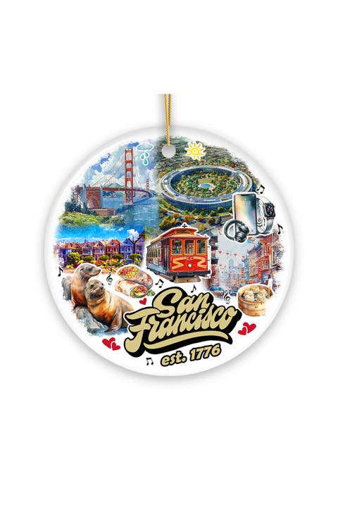 San Francisco Landmarks Collage Ceramic Ornament