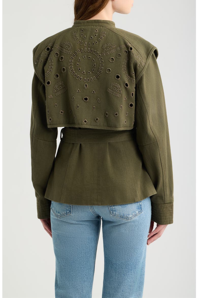 Val Eyelet Cotton Twill Jacket, Alternate, color, WINTER MOSS