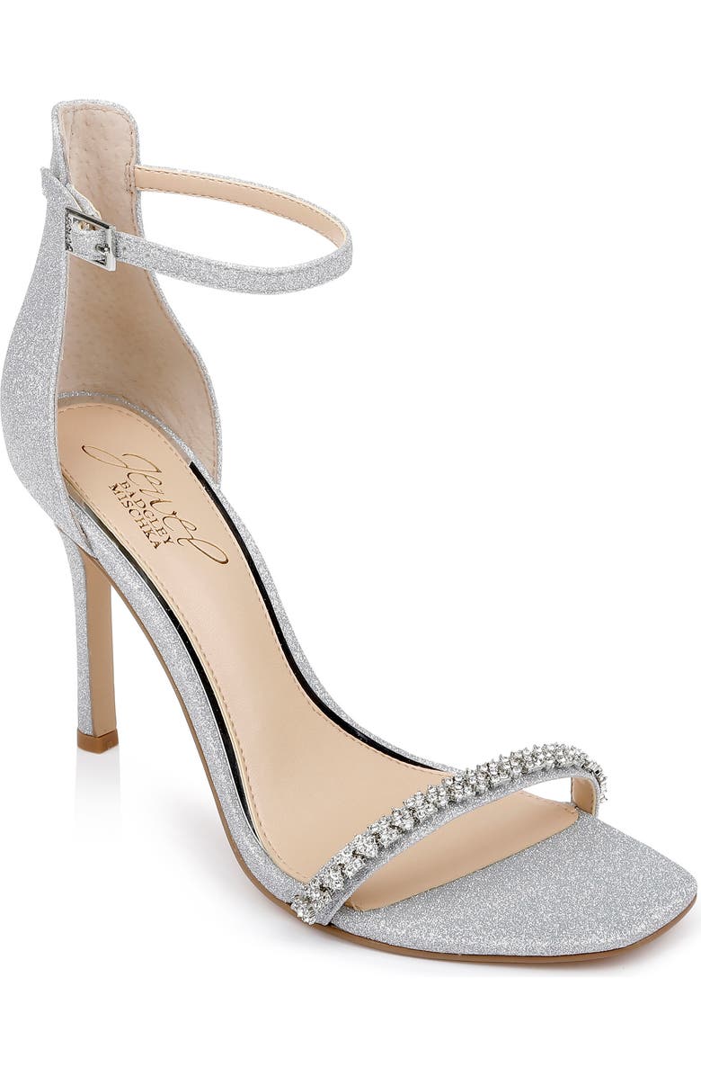 Jewel Badgley Mischka Adriane Jeweled Strap Sandal, Main, color, Silver