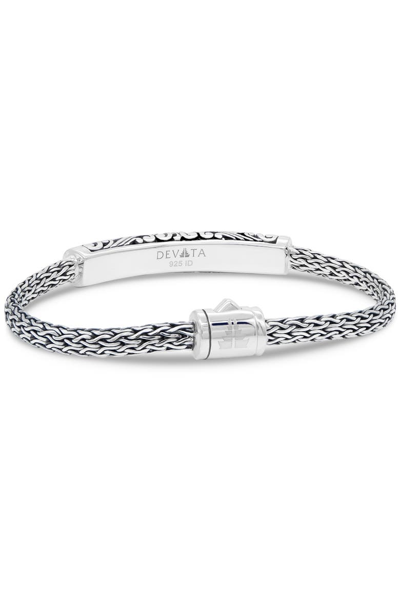 DEVATA Bali Filigree with Dragon Bone Oval 5mm Chain Bracelet in Sterling Silver, Alternate, color, Silver