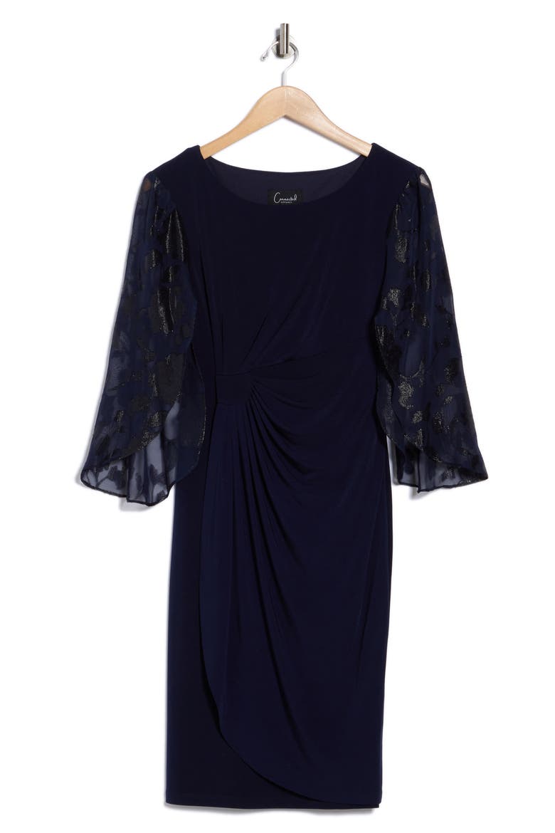 Cape Sleeve Wrap Style Dress, Alternate, color, MIDNIGHT