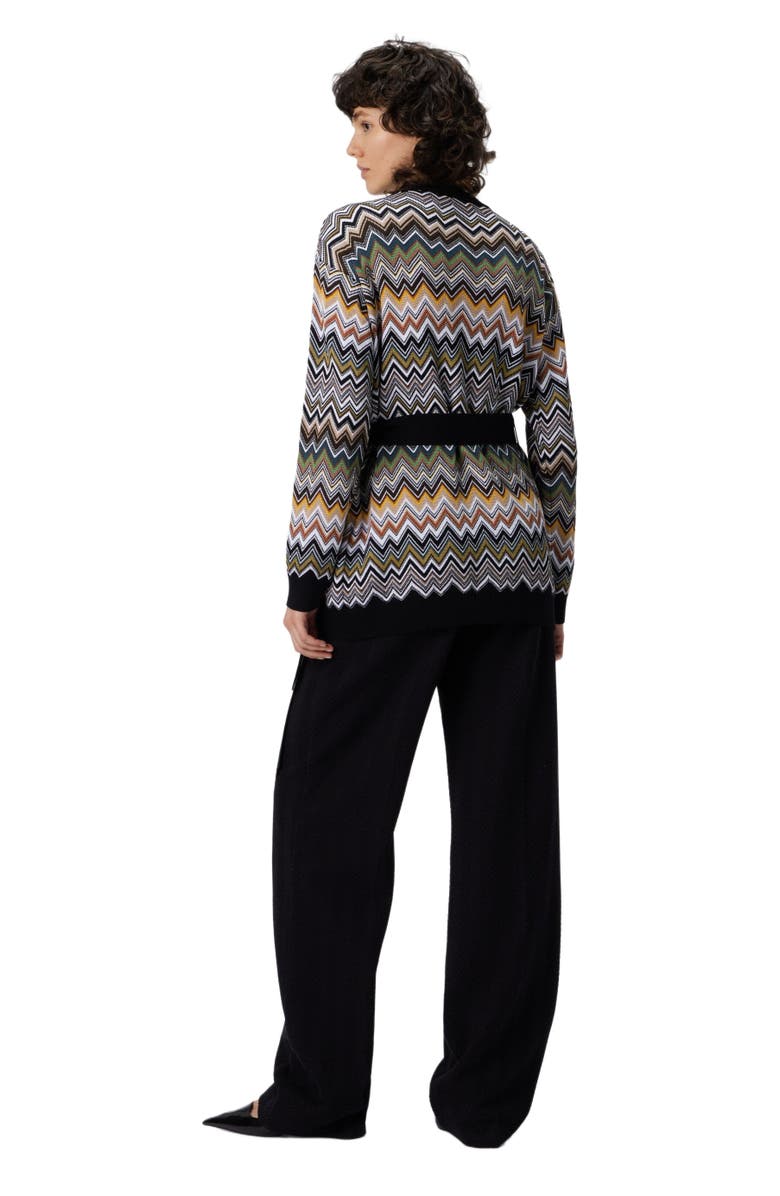 Missoni Relaxed Fit Cardigan With Belt And Chevron Pattern, Alternate, color, Multicoloured