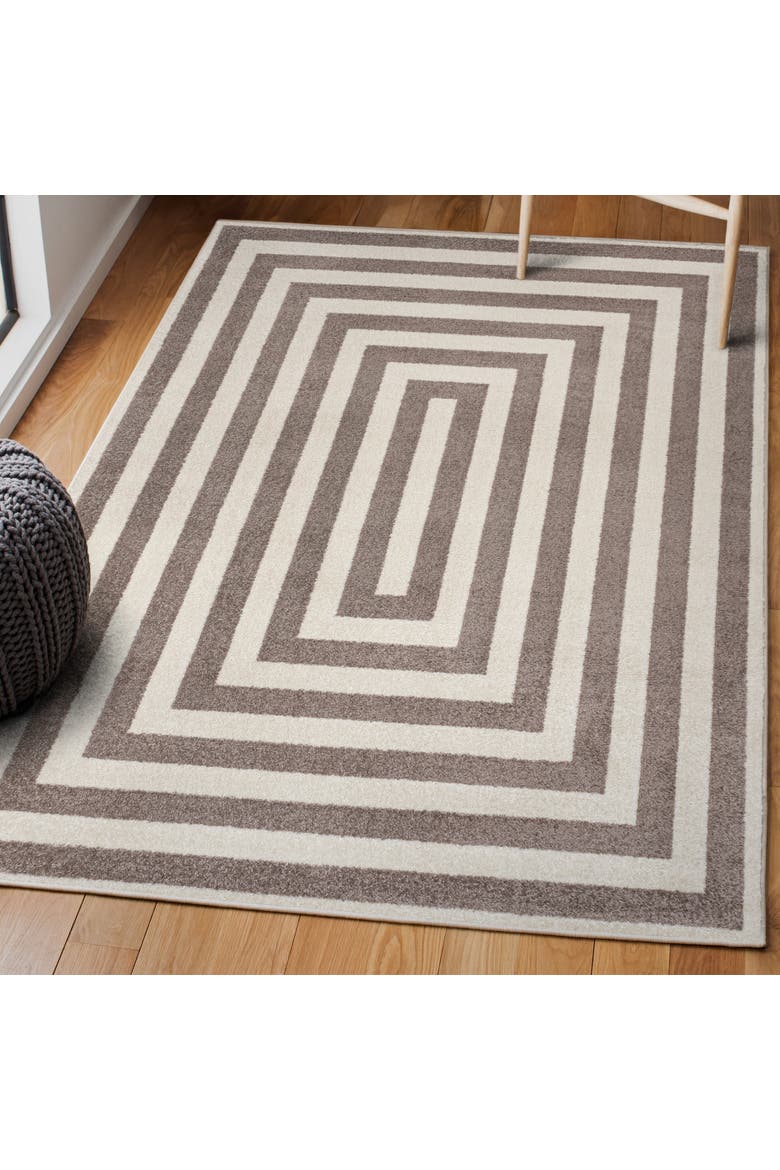 Bandol Modern Classic Mitre Stripe Area Rug, Alternate, color, Brown/Ivory