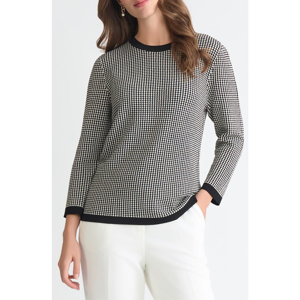 Kasper Geometric Stitch Sweater In Black