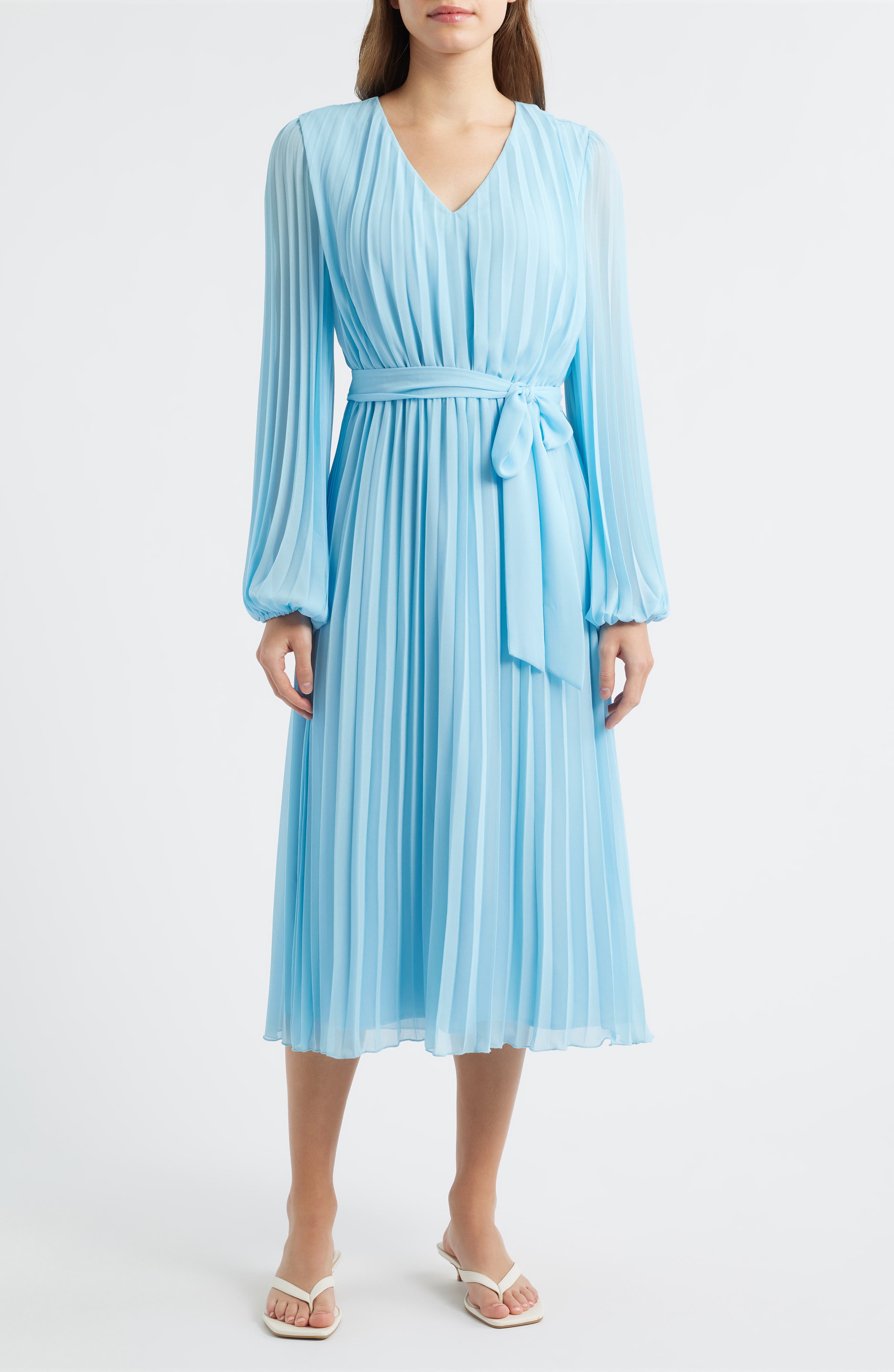 Long Sleeve Plisse Maxi Dress - image 5