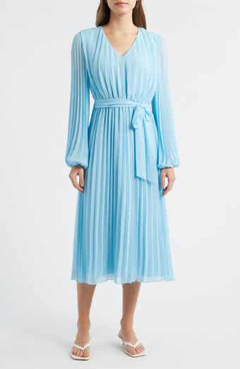 Long Sleeve Plissé Maxi Dress