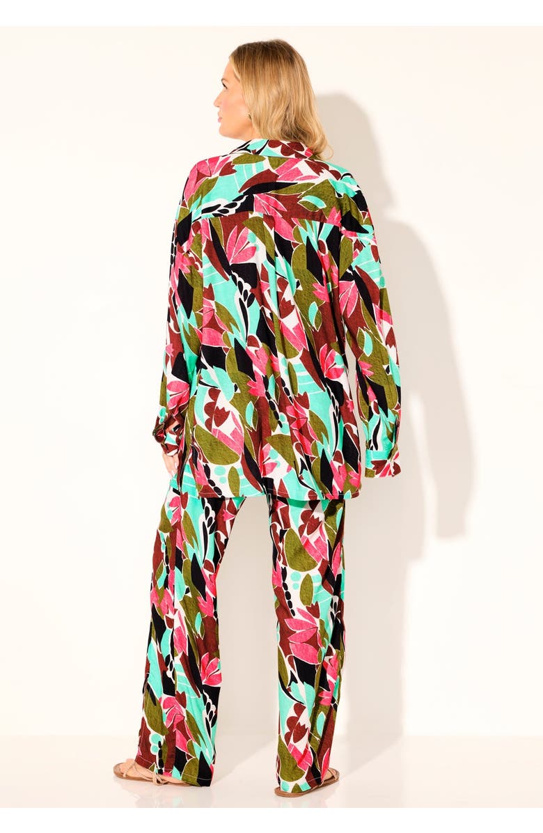 Swimsuits for All Oversized Buttondown Lounge Cover Up Shirt, Alternate, color, Abstract Island