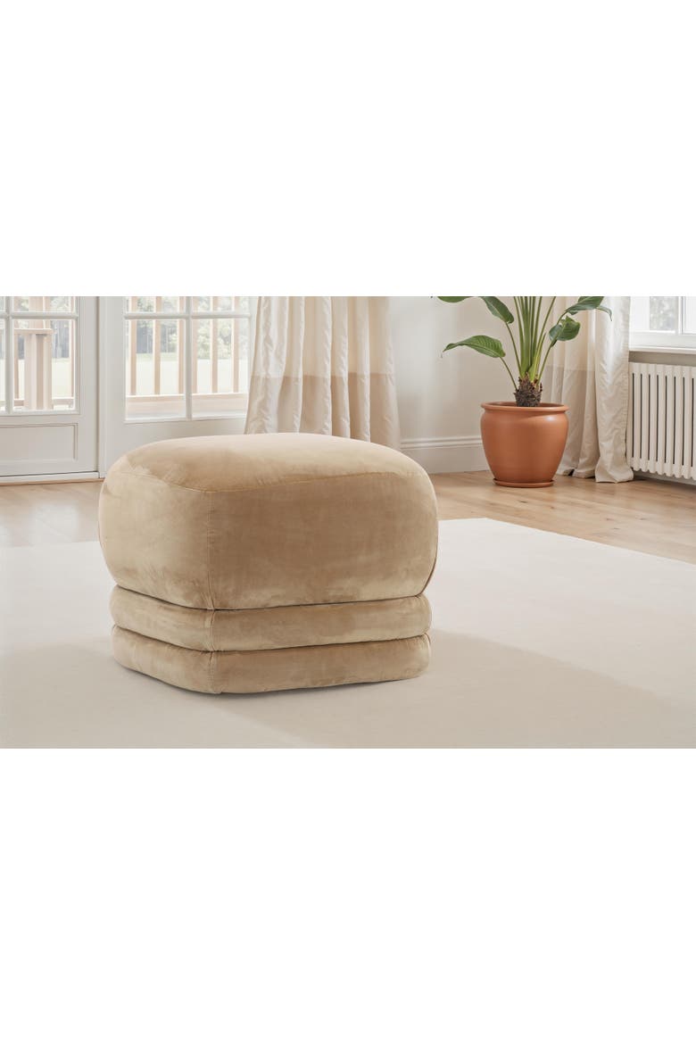 Montel Velvet Ottoman, Alternate, color, Caramel