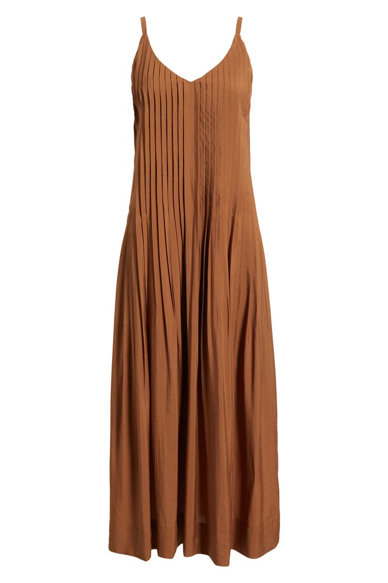 Pleated Maxi Sundress, Alternate, color, CHOCOLATE