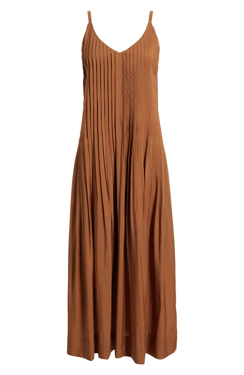 MOON RIVER Pleated Maxi Sundress, Alternate, color, Chocolate