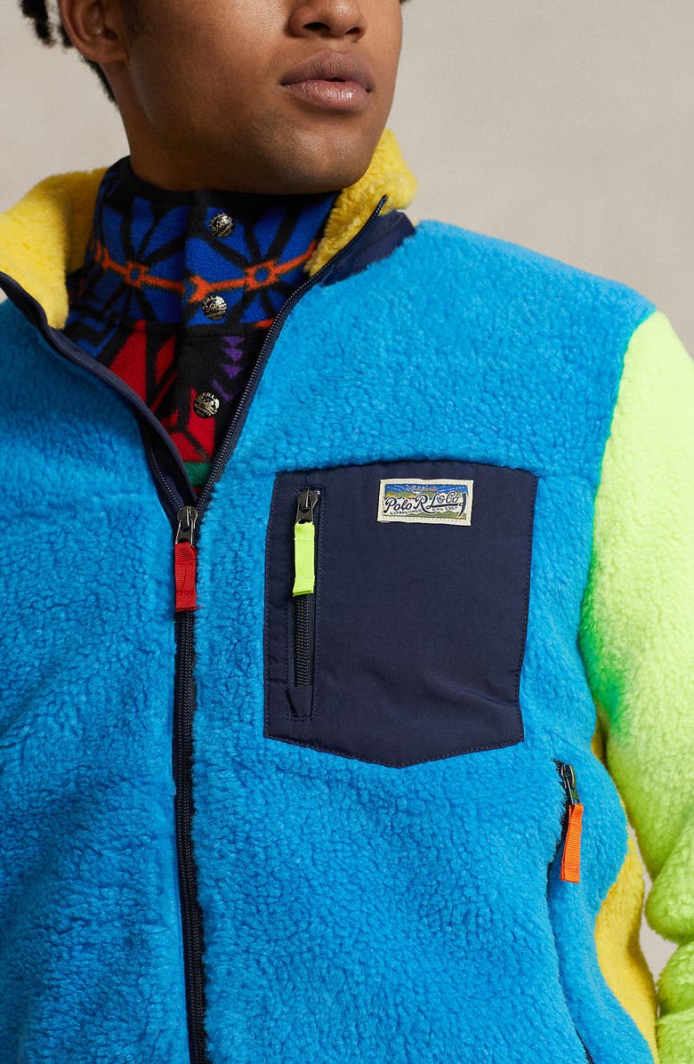 Polo Ralph Lauren Colorblock High Pile Fleece Zip Jacket, Alternate, color, 