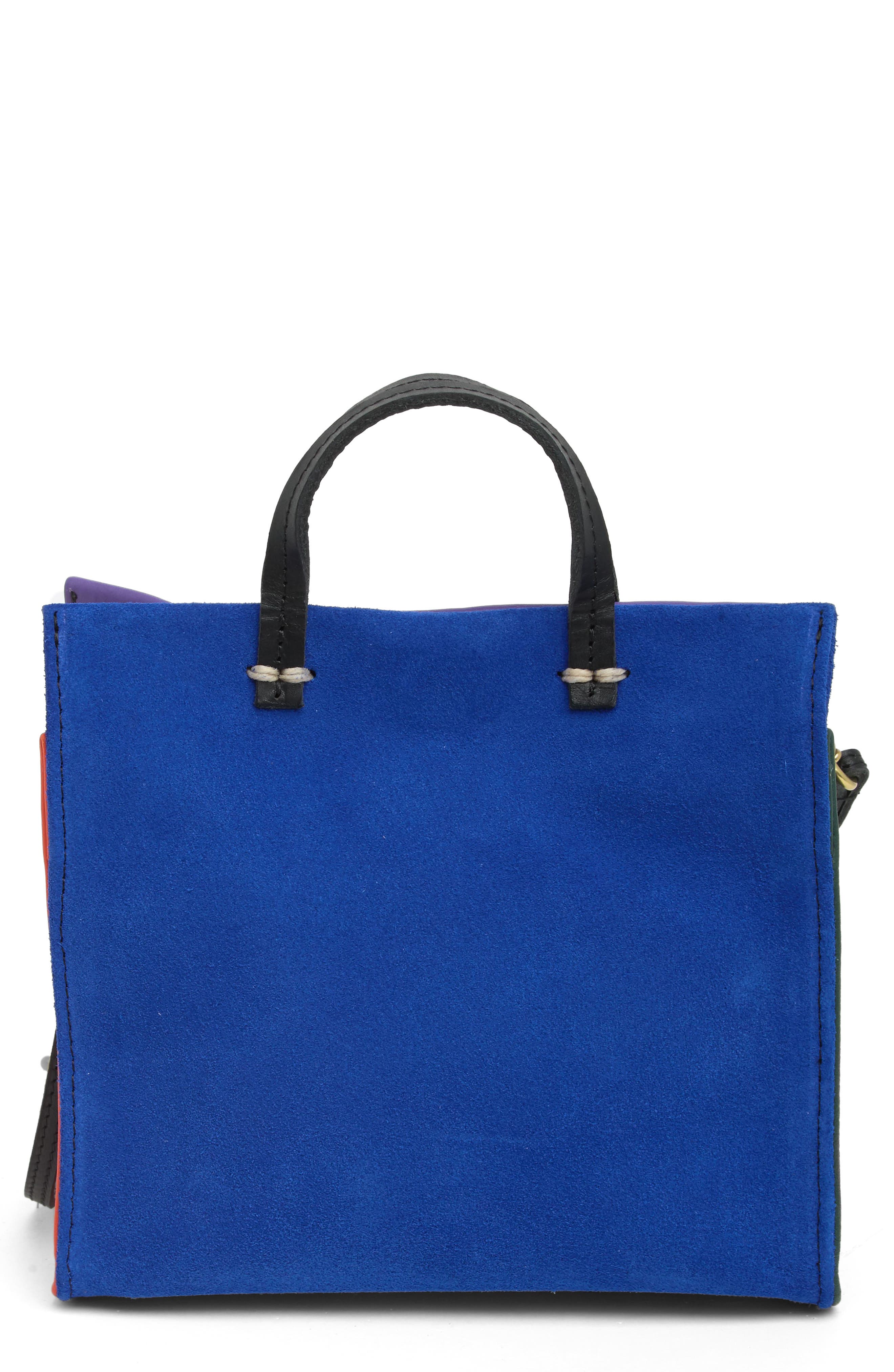 Clare V. Simple Leather Colorblock Bebe Satchel, Main, color, 