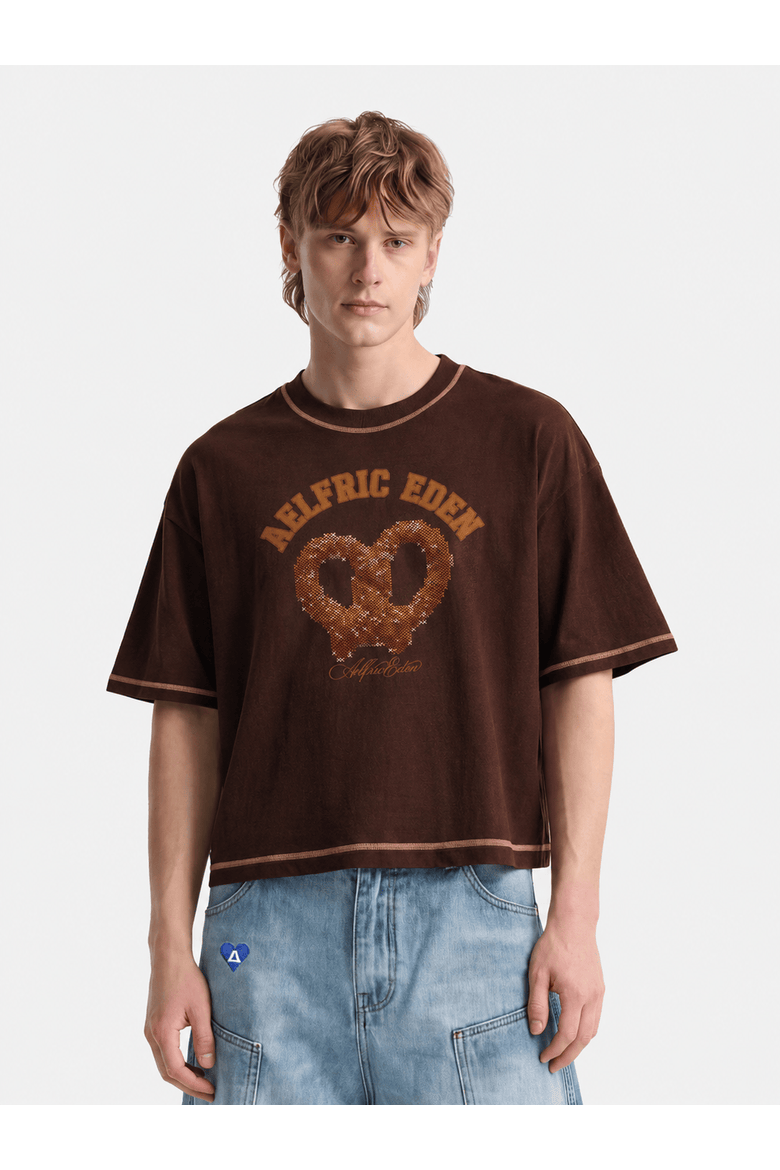 Pretzel Graphic Boxy Tee, Main, color, Brown