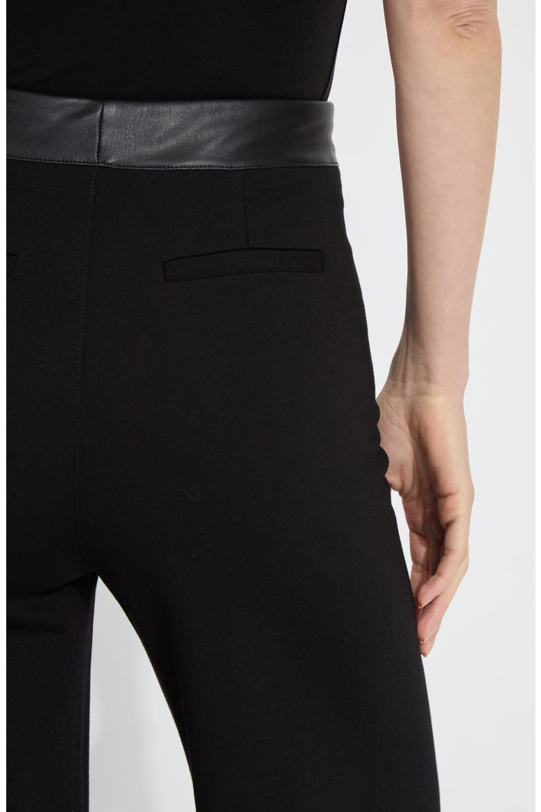 Denver Faux Leather Waist Ponte Wide Leg Pants, Alternate, color, BLACK