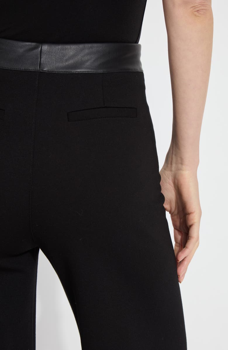 Lysse Denver Faux Leather Waist Ponte Wide Leg Pants, Alternate, color, Black