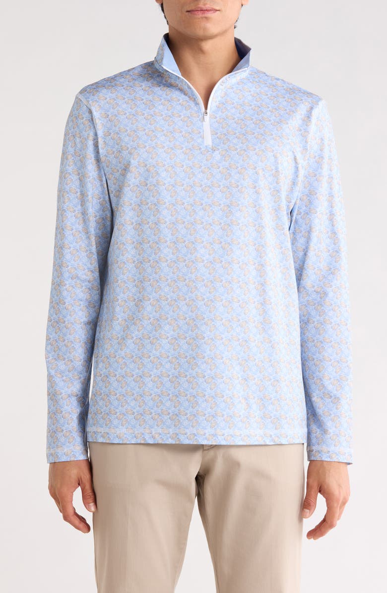 Bugatchi Long Sleeve Quarter Zip Pullover, Main, color, Air Blue