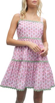 WISHLIST Floral Rickrack Trim Tiered Dress