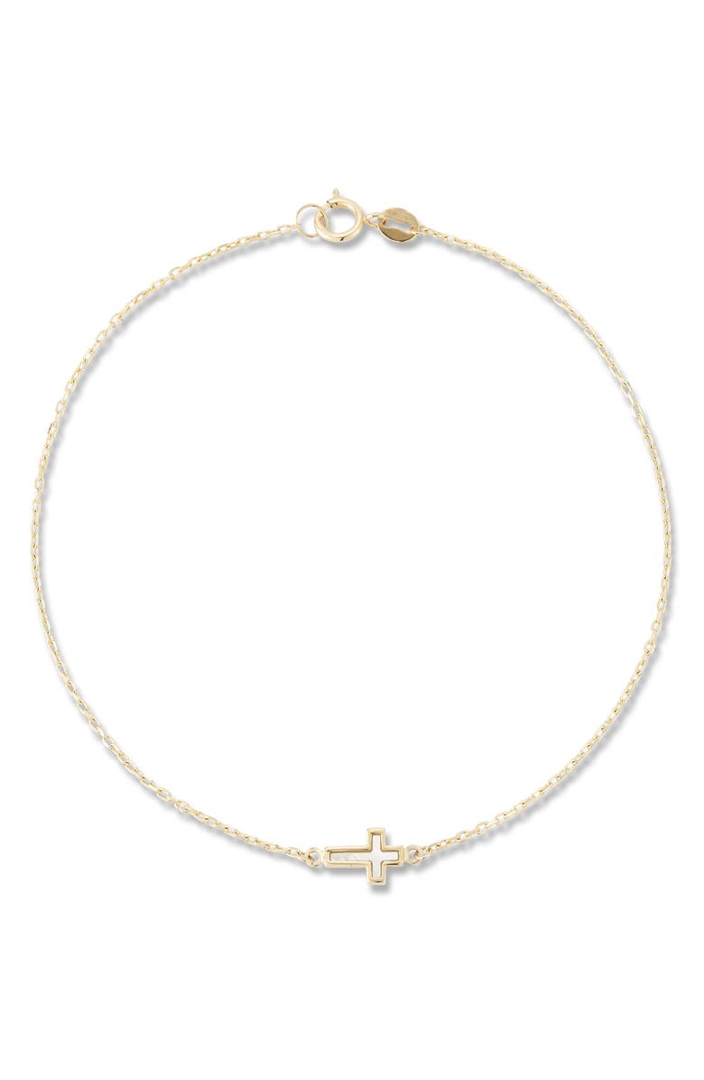 Ember Fine Jewelry 14k Gold Mother-of-Pearl Cross Bracelet, Main, color, Gold