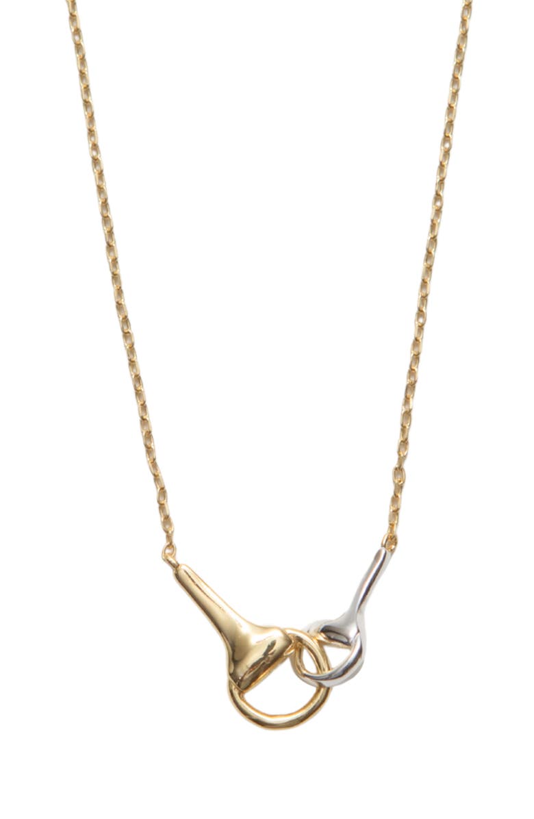Argento Vivo Sterling Silver Two-Tone Equestrian Interlock Necklace, Alternate, color, Gold/ Silver